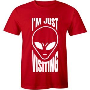 Half It Shirts - I'm Just Visiting Funny Alien UFO Mens Tee T-shirt Half It Shirts - I'm Just Visiting Funny Alien UFO Mens Tee T-shirt
